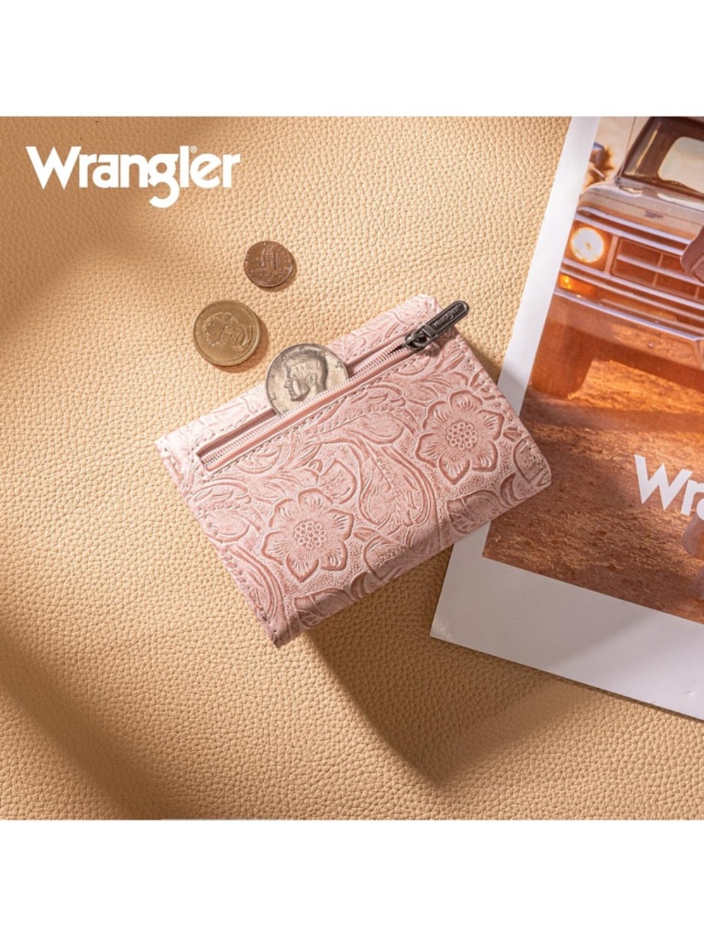 Wrangler Pink Embossed Floral Wallet - Picture 5 of 8